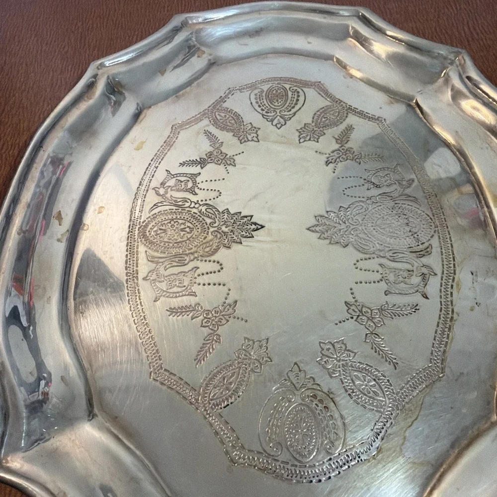 Vtg Brass Tray Embossed Design 12